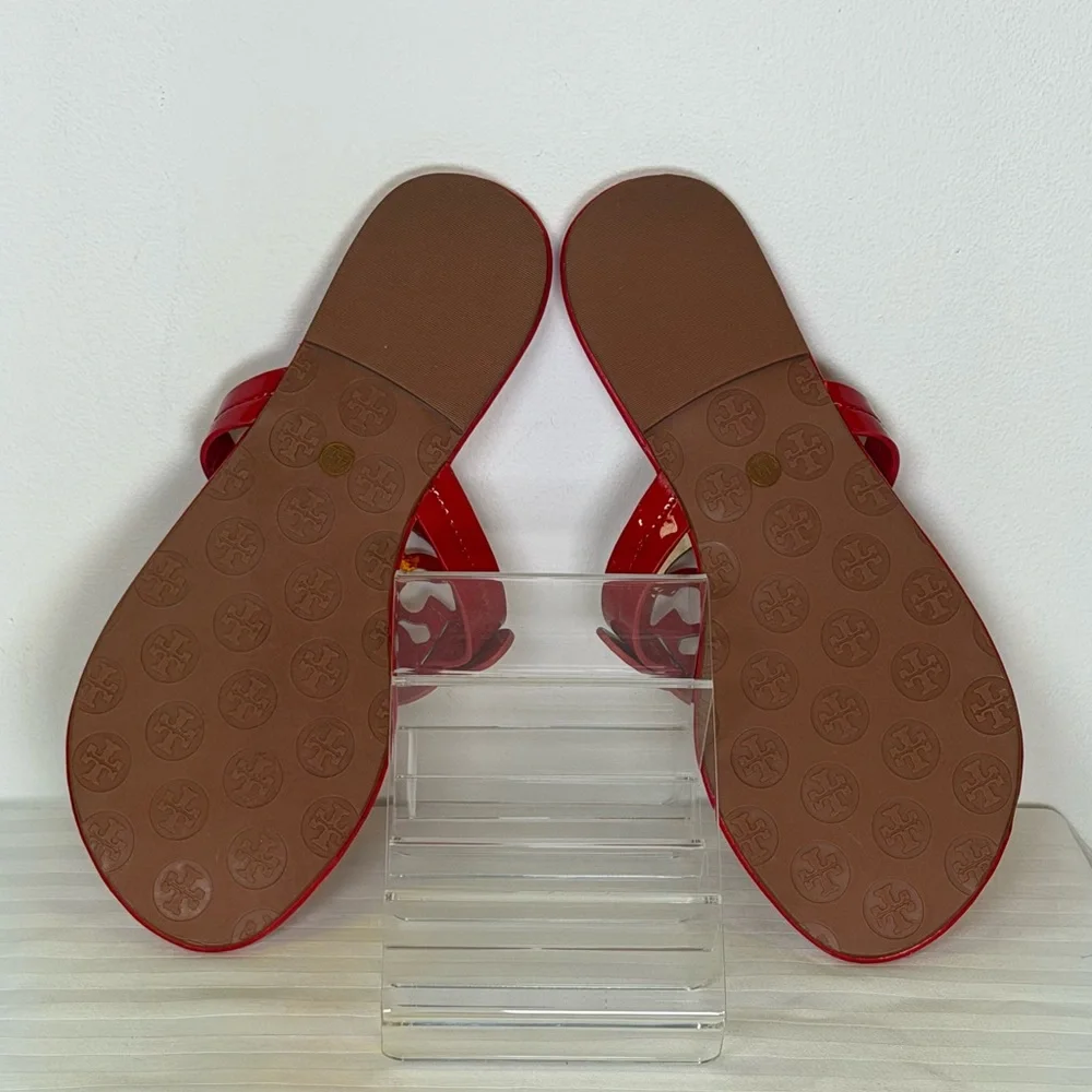 Tory Burch Iconic ‘Miller’ Thong Sandal Vibrant Glossy Red Women’s Size 41